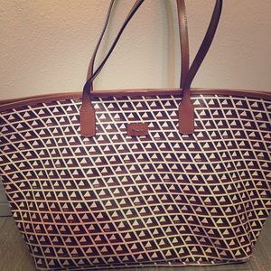 Ralph Lauren brown tan and white geometric tote